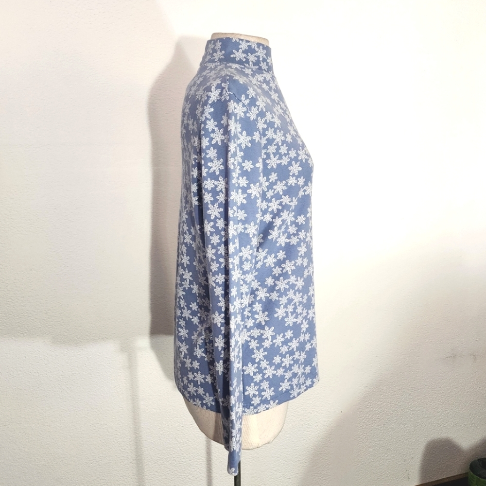 Snowflake Theme Croft & Barrow Mock Neck Turtleneck Pullover Blue Size Petite PL - Picture 3 of 9